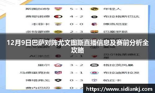 12月9日巴萨对阵尤文图斯直播信息及赛前分析全攻略